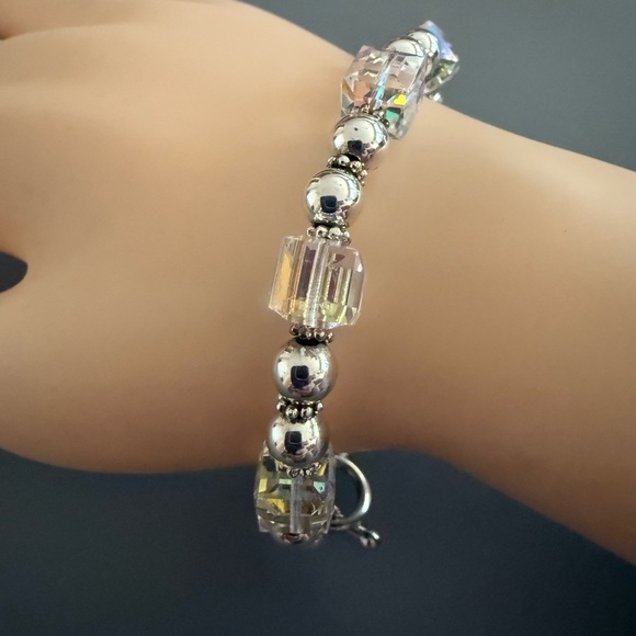 Sterling Silver Aurora Borealis Crystal Bracelet - Picture 4 of 5